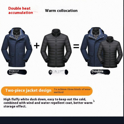 Removable Down Liner Jacket Three-In-One Autumn and Winter Outdoor Hiking Warm Jacket