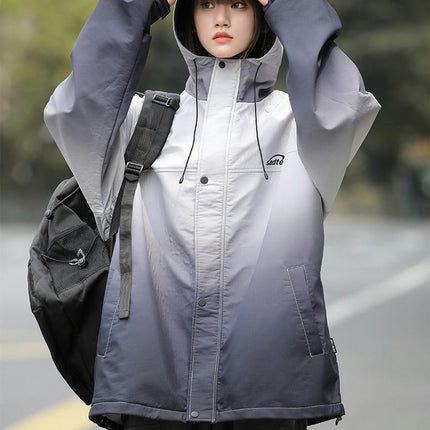 Women's Gradient Jacket Fall Clothing Casual Oversized Hooded Jacket