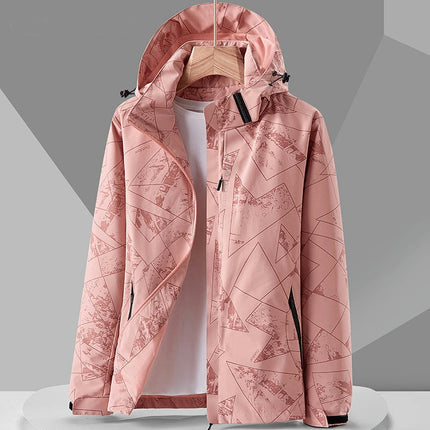 Women's Outdoor Waterproof Rain Jacket with Hooded Lightweight Windbreaker for Hiking