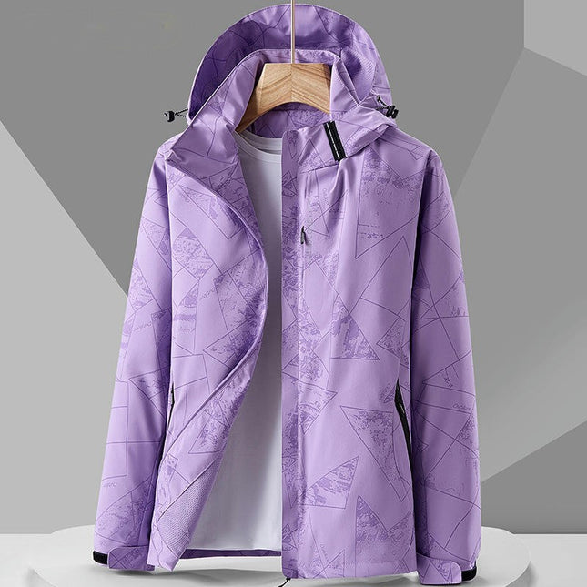 Women's Outdoor Waterproof Rain Jacket with Hooded Lightweight Windbreaker for Hiking