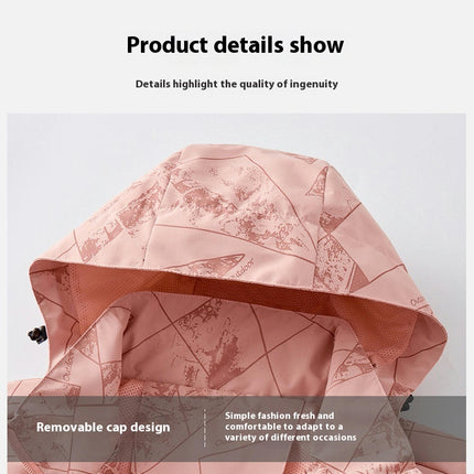 Women's Outdoor Waterproof Rain Jacket with Hooded Lightweight Windbreaker for Hiking