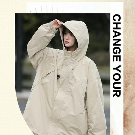 Women's Jacket Loose Casual Hooded Sports Hiking and Mountaineering Jacket