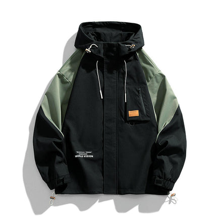 Outdoor Jacket Men's Hiking Mountaineering Jacket Fat Men's Large Size Coat Hooded