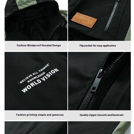 Outdoor Jacket Men's Hiking Mountaineering Jacket Fat Men's Large Size Coat Hooded