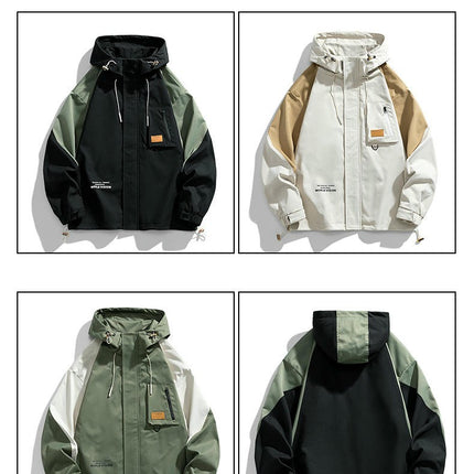 Outdoor Jacket Men's Hiking Mountaineering Jacket Fat Men's Large Size Coat Hooded