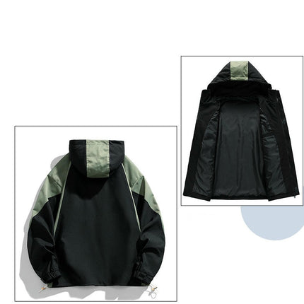 Outdoor Jacket Men's Hiking Mountaineering Jacket Fat Men's Large Size Coat Hooded