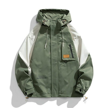 Outdoor Jacket Men's Hiking Mountaineering Jacket Fat Men's Large Size Coat Hooded
