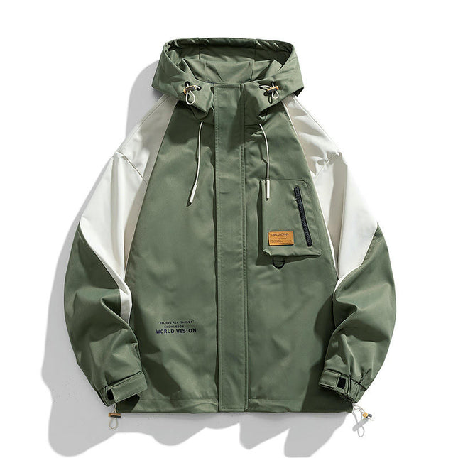 Outdoor Jacket Men's Hiking Mountaineering Jacket Fat Men's Large Size Coat Hooded