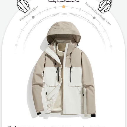 Couples Jacket Autumn and Winter Outdoor Travel 3 in 1 Plus Fleece Jacket Mountaineering Clothes 1