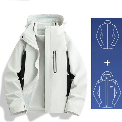 Winter Outdoor Waterproof And Windproof Fashionable Casual Jacket Loose Thickened Three-In-One Jacket