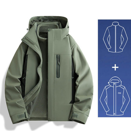 Winter Outdoor Waterproof And Windproof Fashionable Casual Jacket Loose Thickened Three-In-One Jacket