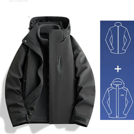 Winter Outdoor Waterproof And Windproof Fashionable Casual Jacket Loose Thickened Three-In-One Jacket