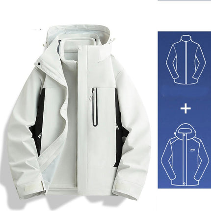 Winter Outdoor Waterproof And Windproof Fashionable Casual Jacket Loose Thickened Three-In-One Jacket