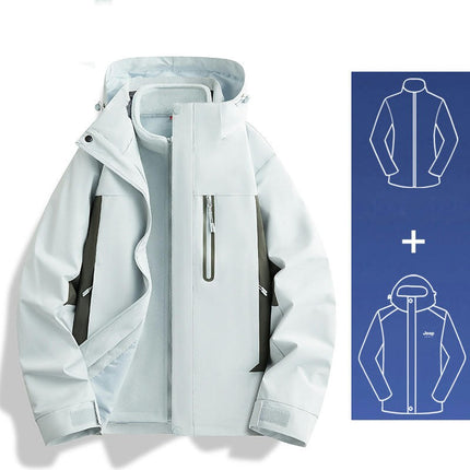Winter Outdoor Waterproof And Windproof Fashionable Casual Jacket Loose Thickened Three-In-One Jacket