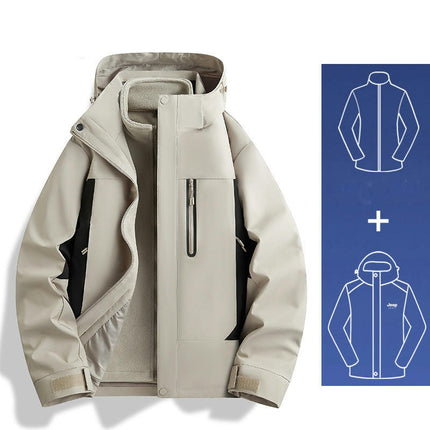Winter Outdoor Waterproof And Windproof Fashionable Casual Jacket Loose Thickened Three-In-One Jacket