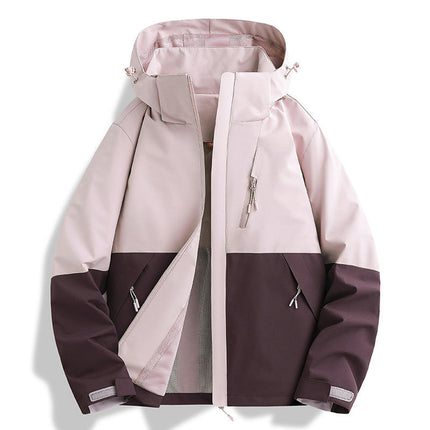 Jacket Spring and Autumn One-piece Waterproof Windproof Long Sleeve Hooded Mountaineering Clothes