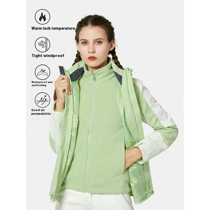 Outdoor Jacket for Men and Women 3 in 1 Removable Mink Fleece Liner Travel Ski Jacket