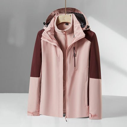 Outdoor Jacket for Men and Women 3 in 1 Removable Mink Fleece Liner Travel Ski Jacket