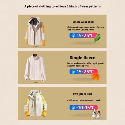Waterproof 3-in-1 Ski Jacket Warm Winter Snow Coat Windproof Rain Snowboarding Jackets-A