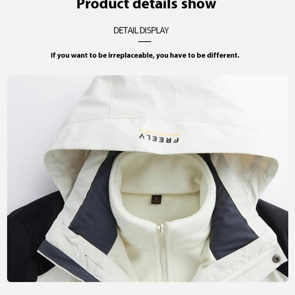 Waterproof 3-in-1 Ski Jacket Warm Winter Snow Coat Windproof Rain Snowboarding Jackets-A