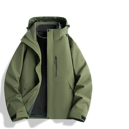 Outdoor Solid Color 3 in 1 Jacket Men's and Women's Windproof and Waterproof Hiking Camping Jacket