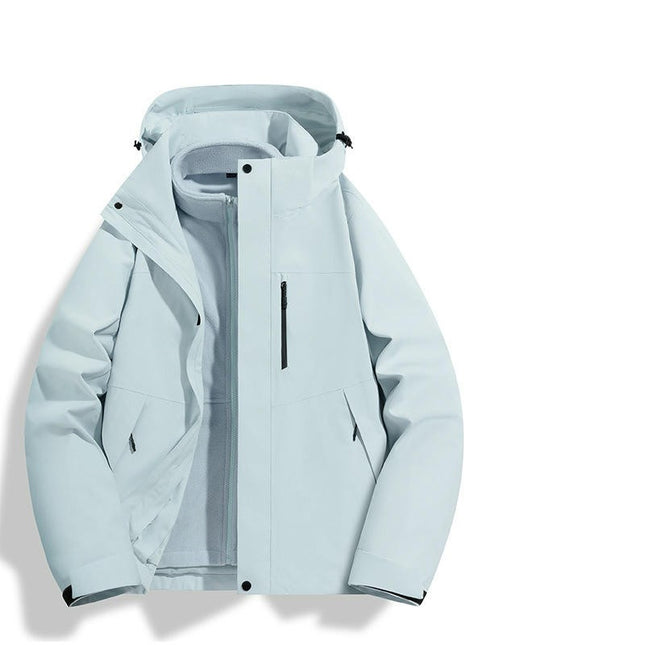 Outdoor Solid Color 3 in 1 Jacket Men's and Women's Windproof and Waterproof Hiking Camping Jacket