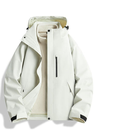 Outdoor Solid Color 3 in 1 Jacket Men's and Women's Windproof and Waterproof Hiking Camping Jacket