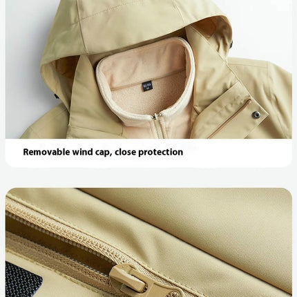 Outdoor Solid Color 3 in 1 Jacket Men's and Women's Windproof and Waterproof Hiking Camping Jacket