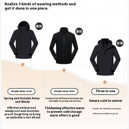 Winter Skiing Jacket 3 in 1 Waterproof Warm Snow Fleece Lining Coat Hooded Windproof Jacket
