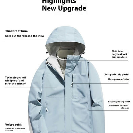 Winter Skiing Jacket 3 in 1 Waterproof Warm Snow Fleece Lining Coat Hooded Windproof Jacket