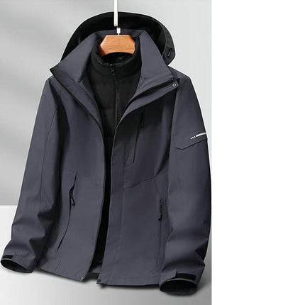 Men's and Women's Outdoor Jackets-Autumn and Winter Windproof and Waterproof 3-In-1 Jacket