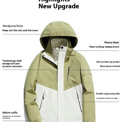 Men's and Women's Outdoor Jackets-Autumn and Winter Windproof and Waterproof 3-In-1 Jacket