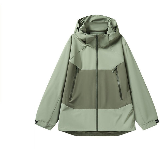 Spring and Autumn Colorblock Jackets for Men and Women - Loose Casual Outdoor Hooded Windbreaker Jackets