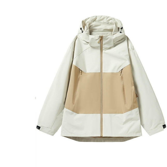 Spring and Autumn Colorblock Jackets for Men and Women - Loose Casual Outdoor Hooded Windbreaker Jackets