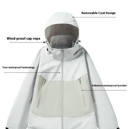 Spring and Autumn Colorblock Jackets for Men and Women - Loose Casual Outdoor Hooded Windbreaker Jackets