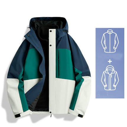 Outdoor Men's Jacket 3 In 1 Detachable Windproof and Waterproof Mountaineering Clothing