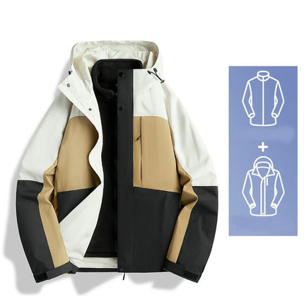 Outdoor Men's Jacket 3 In 1 Detachable Windproof and Waterproof Mountaineering Clothing