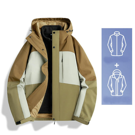 Outdoor Men's Jacket 3 In 1 Detachable Windproof and Waterproof Mountaineering Clothing