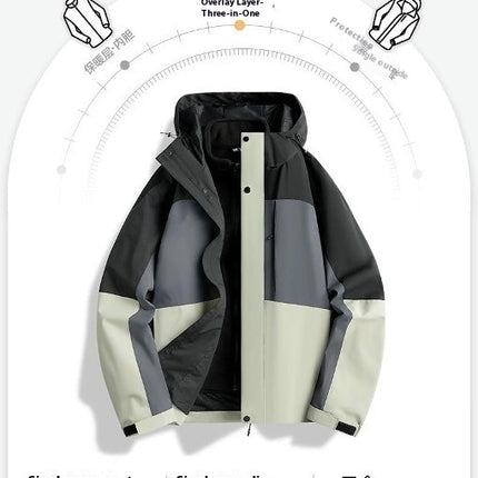 Outdoor Men's Jacket 3 In 1 Detachable Windproof and Waterproof Mountaineering Clothing