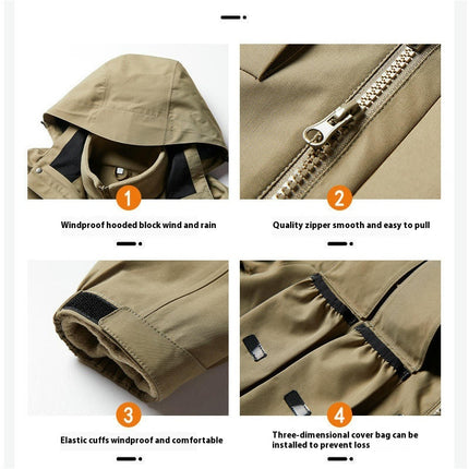 Men's 3 in 1 Waterproof Winter Ski Jackets Warm Windbreaker Snow Rain Coat Thermal Fleece Liner Hood