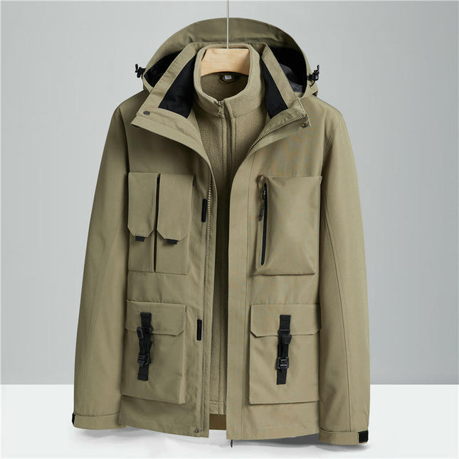 Men's 3 in 1 Waterproof Winter Ski Jackets Warm Windbreaker Snow Rain Coat Thermal Fleece Liner Hood