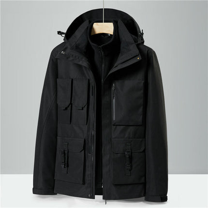 Men's 3 in 1 Waterproof Winter Ski Jackets Warm Windbreaker Snow Rain Coat Thermal Fleece Liner Hood