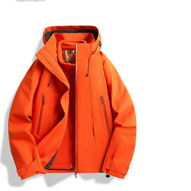 Men's Outdoor Hard Shell Jacket 3 In 1 Windproof and Waterproof Jacket with Graphene Liner
