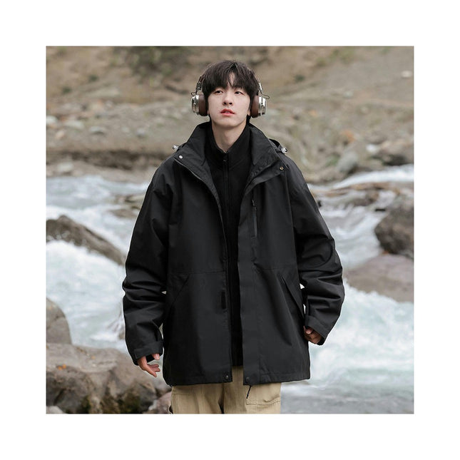 Men's Autumn And Winter Outdoor Windproof Waterproof Hooded Mountaineering Suit