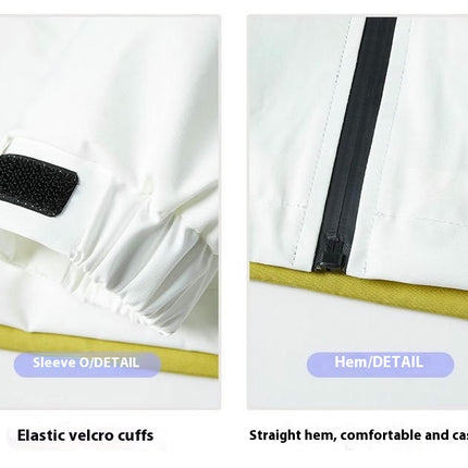 Outdoor Hooded Contrast Color Jacket Spring and Autumn Windproof Breathable Loose Mountaineering Clothes