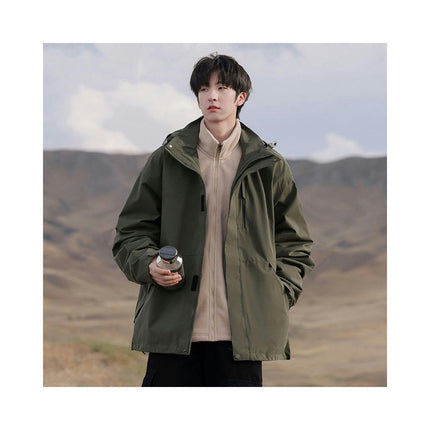 Men's Autumn And Winter Outdoor Windproof Waterproof Hooded Mountaineering Suit