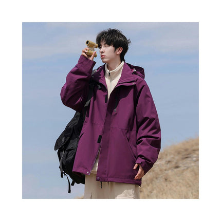 Men's Autumn And Winter Outdoor Windproof Waterproof Hooded Mountaineering Suit