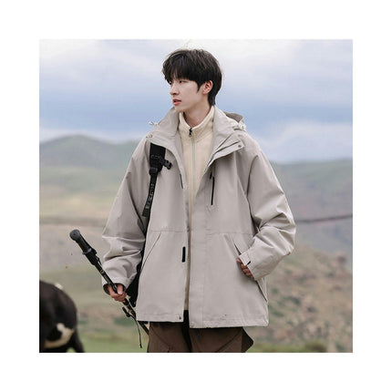 Men's Autumn And Winter Outdoor Windproof Waterproof Hooded Mountaineering Suit