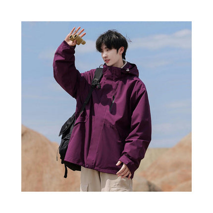 Men's Autumn And Winter Outdoor Windproof Waterproof Hooded Mountaineering Suit 1