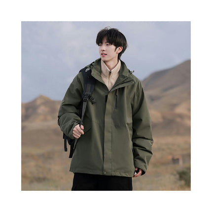 Men's Autumn And Winter Outdoor Windproof Waterproof Hooded Mountaineering Suit